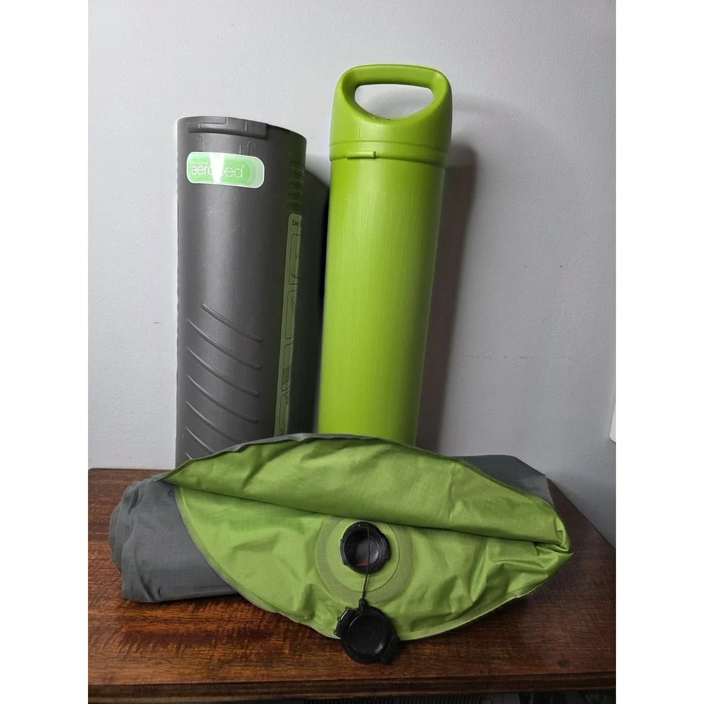 The Original Aerobed Pakmat Inflatable Mattress That Compact In Cylinder Rare
